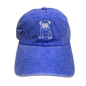 Royal Blue - Pug Dog Embroidered 6 Panel Adjustable Baseball Dad Cap